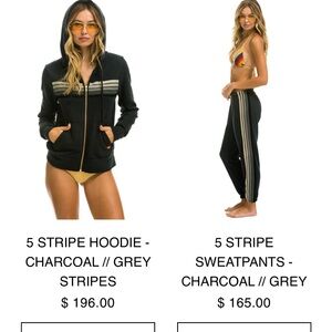 Aviator Nation 5 stripe hoodie/sweatpants set XS